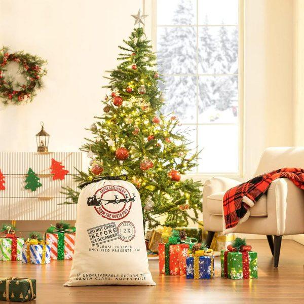 Christmas Sack, Christmas Reindeer Print Sacks, Xmas Santa Sacks, Christmas Tree Bags, Christmas Bag Gift