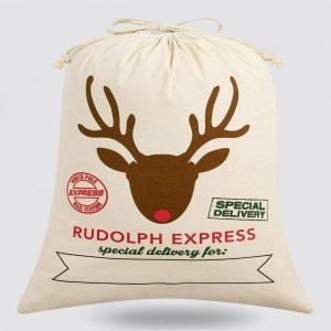 Christmas Sack, Christmas Special Delivery Reindeer Print…