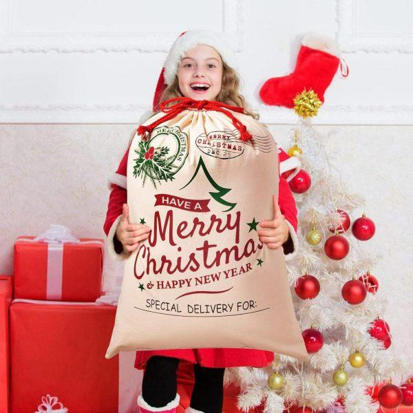 Christmas Sack, Have A Christmas Happy New Year Sacks, Xmas Santa Sacks, Christmas Tree Bags, Christmas Bag Gift