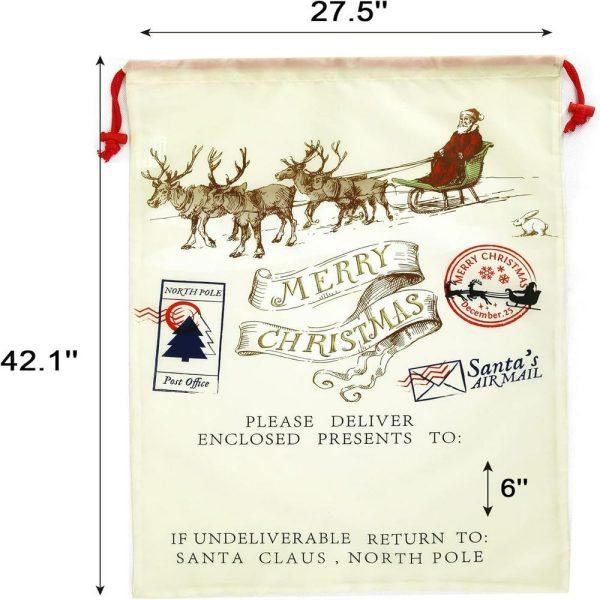 Christmas Sack, Merry Christmas Reindeer And Santa Print Sacks, Xmas Santa Sacks, Christmas Tree Bags, Christmas Bag Gift