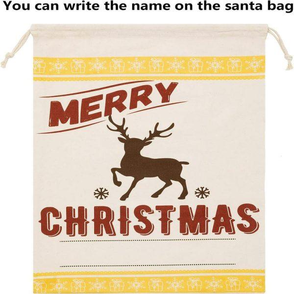 Christmas Sack, Merry Christmas Reindeer Print Sack, Xmas Santa Sacks, Christmas Tree Bags, Christmas Bag Gift