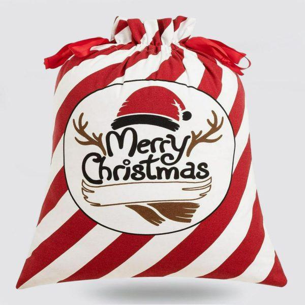 Christmas Sack, Merry Christmas Reindeer Santa Hat Print Sack, Xmas Santa Sacks, Christmas Tree Bags, Christmas Bag Gift