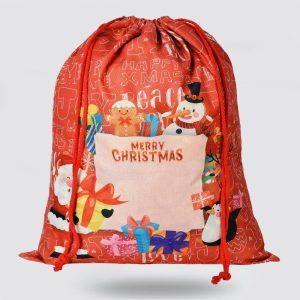 Christmas Sack, Merry Christmas Santa And Snowman Print Sack, Xmas Santa Sacks, Christmas Tree Bags, Christmas Bag Gift