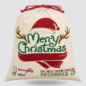 Christmas Sack, Merry Christmas Santa Hat Print…