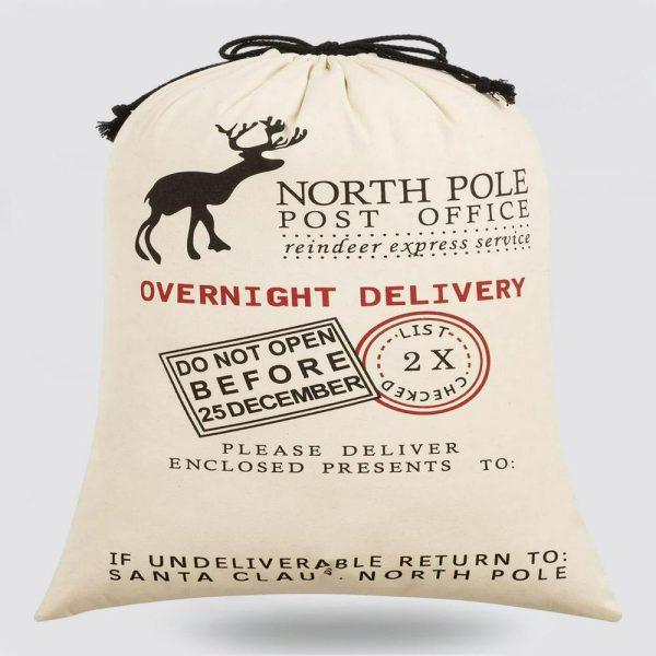 Christmas Sack, North Pole Christmas Reindeer Print Sacks, Xmas Santa Sacks, Christmas Tree Bags, Christmas Bag Gift