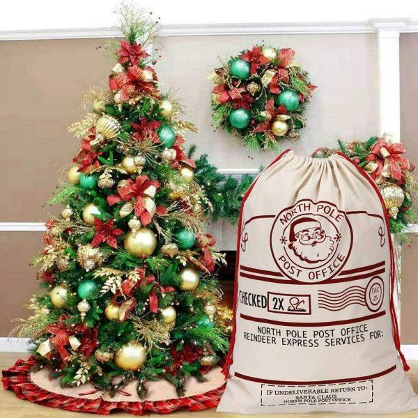 Christmas Sack, North Pole Santa Claus Christmas Sack, Xmas Santa Sacks, Christmas Tree Bags, Christmas Bag Gift