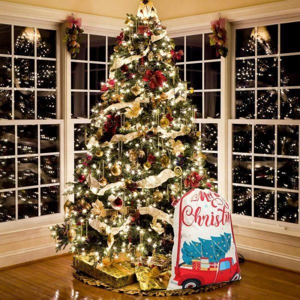 Christmas Sack, Red Car With Tree Christmas Sacks, Xmas Santa Sacks, Christmas Tree Bags, Christmas Bag Gift
