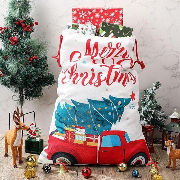 Christmas Sack, Red Car With Tree Christmas Sacks, Xmas Santa Sacks, Christmas Tree Bags, Christmas Bag Gift