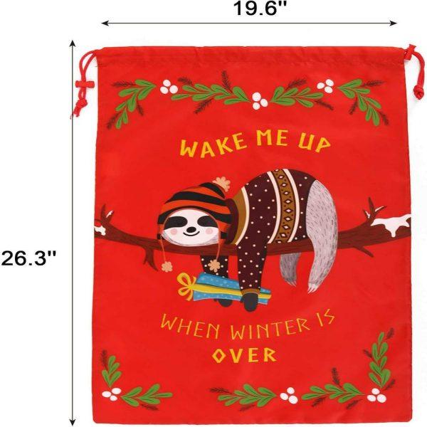Christmas Sack, Red Sloth Print Christmas Sack, Xmas Santa Sacks, Christmas Tree Bags, Christmas Bag Gift