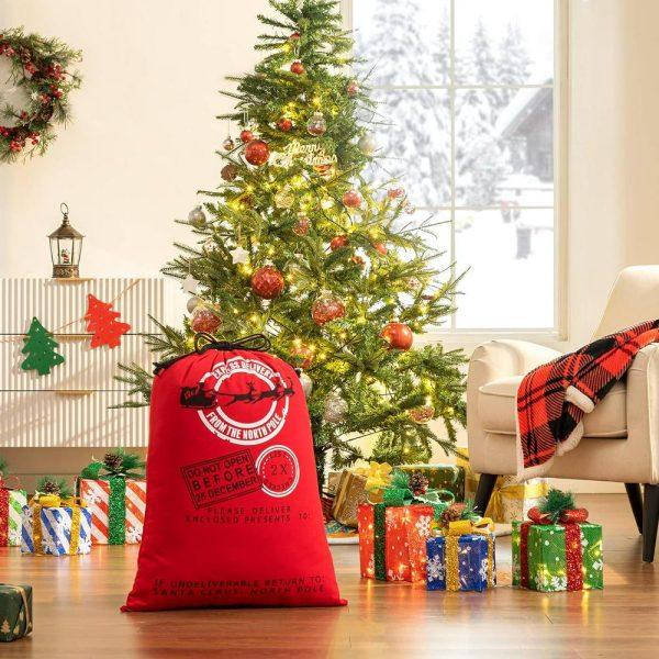 Christmas Sack, Santa Claus Christmas Red Sack, Xmas Santa Sacks, Christmas Tree Bags, Christmas Bag Gift