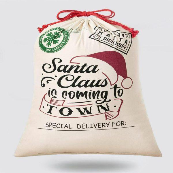 Christmas Sack, Santa Claus Is Coming To Town Sacks, Xmas Santa Sacks, Christmas Tree Bags, Christmas Bag Gift