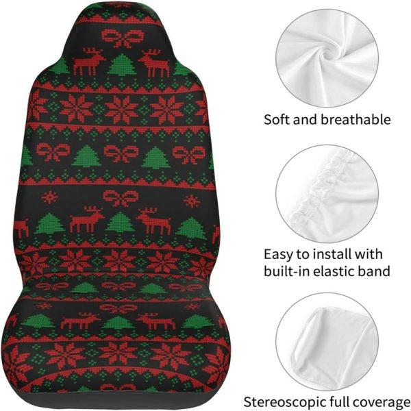 Christmas Snowflake Reindeer Car Seat Covers Vehicle Front Seat Covers, Christmas Car Seat Covers
