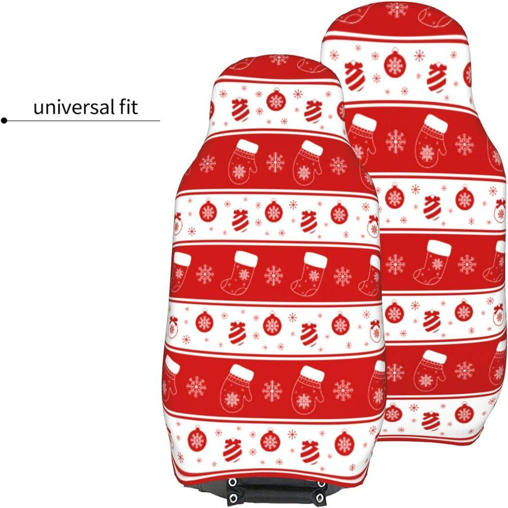 Christmas Snowflake Sock Stripes Car Seat Covers Vehicle Front Seat Covers, Christmas Car Seat Covers