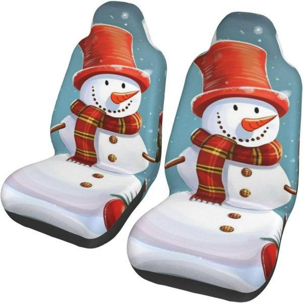 Christmas Snowman Print Car Seat Covers Vehicle Front Seat Covers, Christmas Car Seat Covers