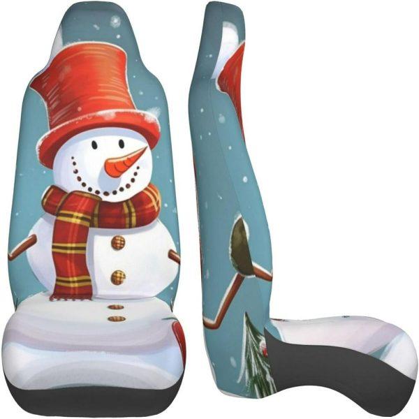 Christmas Snowman Print Car Seat Covers Vehicle Front Seat Covers, Christmas Car Seat Covers