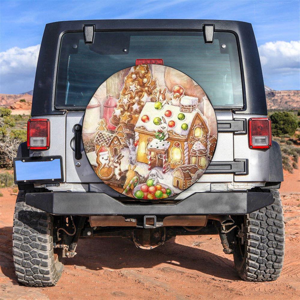 Christmas Tire Cover, Bunnies Make Christmas Cookies Tire Cover, Spare Tire Cover, Tire Covers For Cars