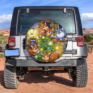 Christmas Tire Cover, Cat And Squirrel Decorate Christmas Tree Tire Cover, Spare Tire Cover, Tire Covers For Cars