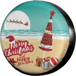Christmas Tire Cover, Christmas Beach Starfish Santa…