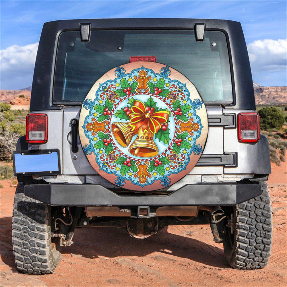 Christmas Tire Cover, Christmas Cake With Jingle Bel Tire Cover, Spare Tire Cover, Tire Covers For Cars