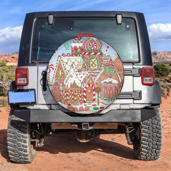 Christmas Tire Cover, Christmas Cookies Houses City Tire Cover, Spare Tire Cover, Tire Covers For Cars