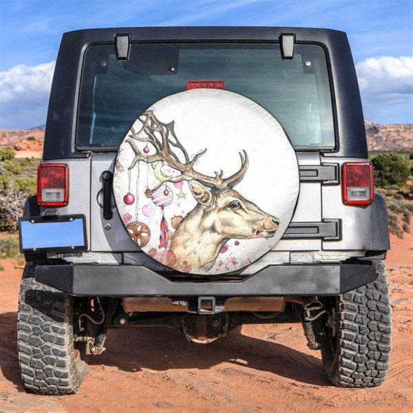 Christmas Tire Cover, Christmas Deer Tire Cover, Spare Tire Cover, Tire Covers For Cars