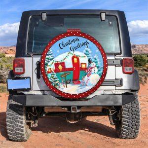 Christmas Tire Cover, Christmas Greetings With Camping…