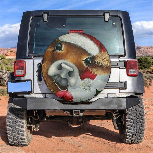 Christmas Tire Cover, Cow Christmas Tire Cover, Spare Tire Cover, Tire Covers For Cars