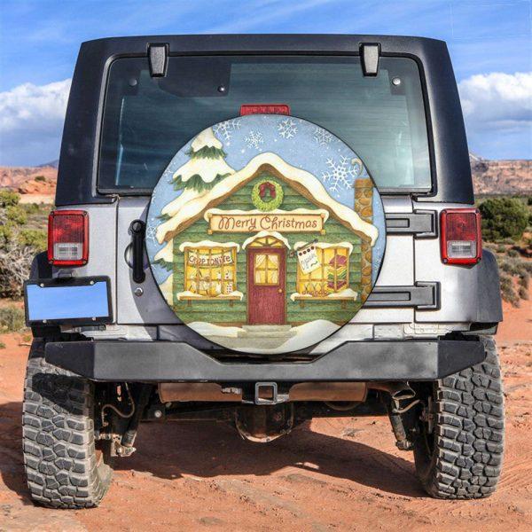 Christmas Tire Cover, Cute Wooden House At Christmas Ever Tire Cover, Spare Tire Cover, Tire Covers For Cars