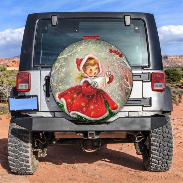 Christmas Tire Cover, Girl In Red Christma Tire Cover, Spare Tire Cover, Tire Covers For Cars