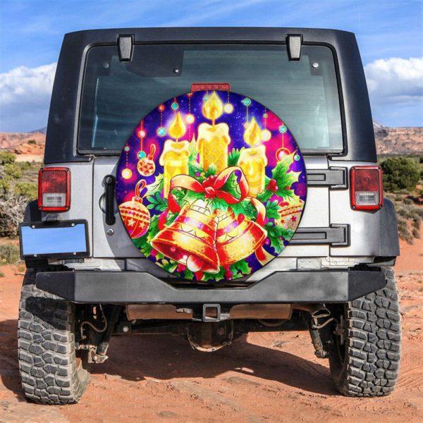 Christmas Tire Cover, Hanging Jingle Bells And Candle Tire Cover, Spare Tire Cover, Tire Covers For Cars