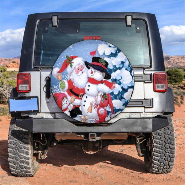 Christmas Tire Cover, Here Comes Santa Claus Frosty The Snowma Tire Cover, Spare Tire Cover, Tire Covers For Cars