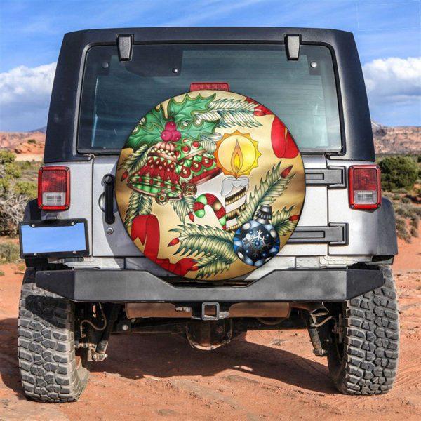 Christmas Tire Cover, Jingle Bell Christmas Beads With Candle Warm Vibes Tire Cover, Spare Tire Cover, Tire Covers For Cars
