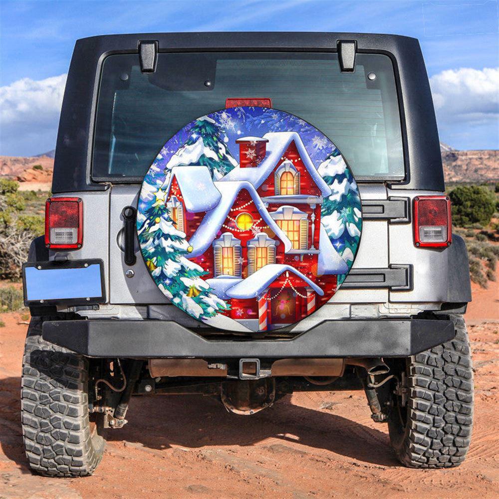 Christmas Tire Cover, Magical Christmas Red House Tire Cover, Spare Tire Cover, Tire Covers For Cars