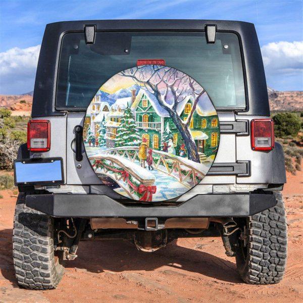 Christmas Tire Cover, Magical Christmas Towns Tire Cover, Spare Tire Cover, Tire Covers For Cars
