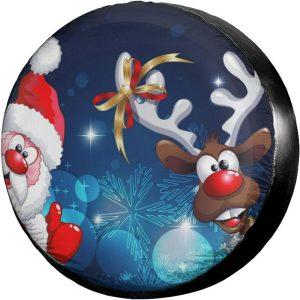 Christmas Tire Cover, Merry Christmas Santa Claus Deer Spare Tire Cover, Spare Tire Cover, Tire Covers For Cars