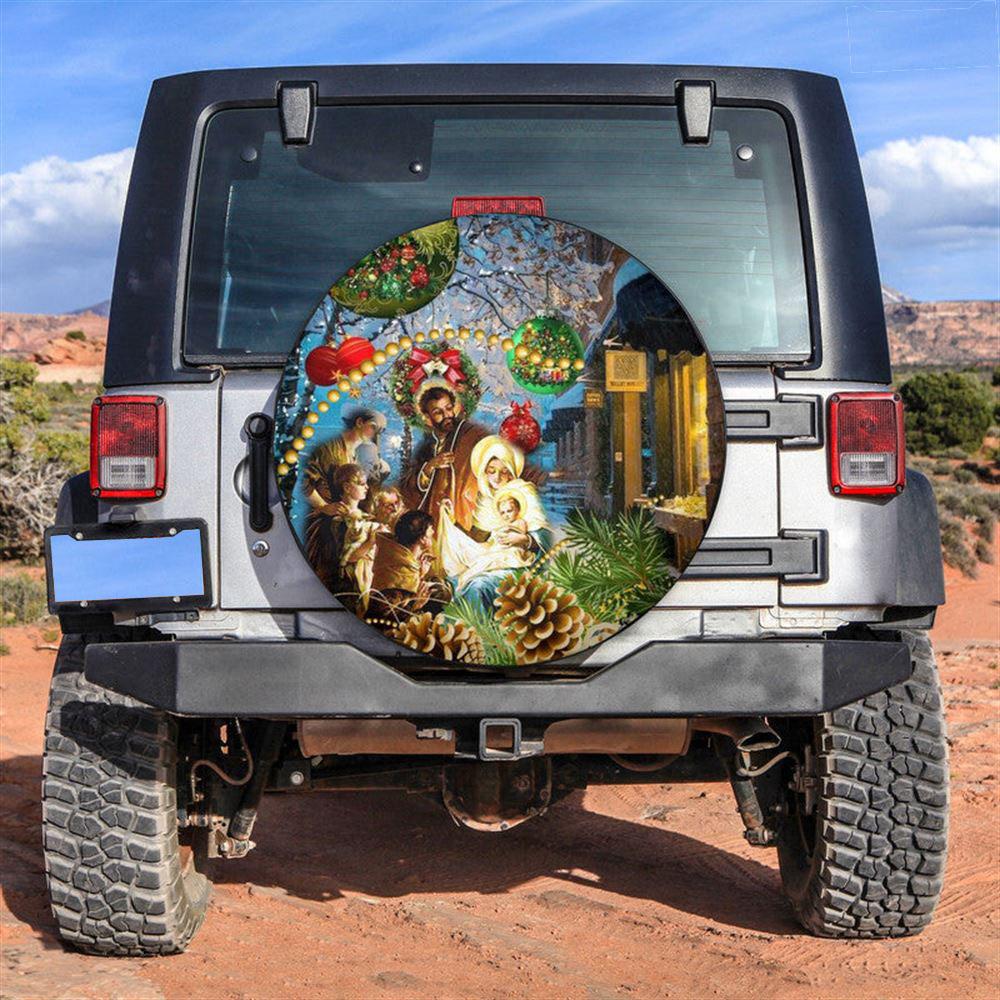 Christmas Tire Cover, Nativity Of Jesus Tire Cover, Spare Tire Cover, Tire Covers For Cars