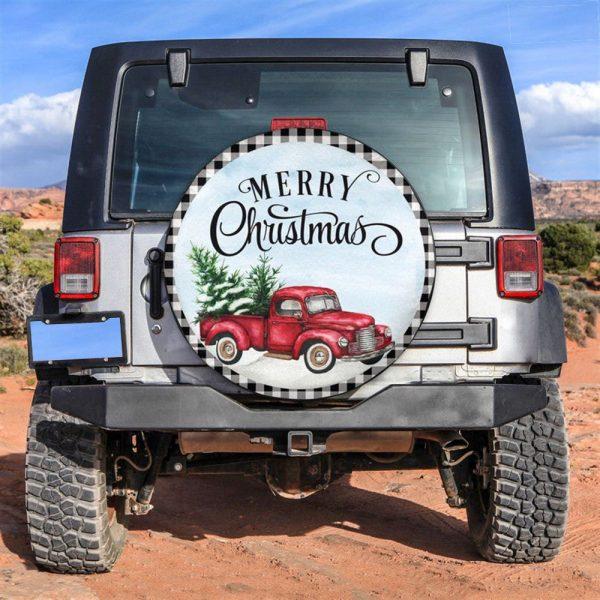 Christmas Tire Cover, Red Car And Christmas Tree Tire Cover, Spare Tire Cover, Tire Covers For Cars