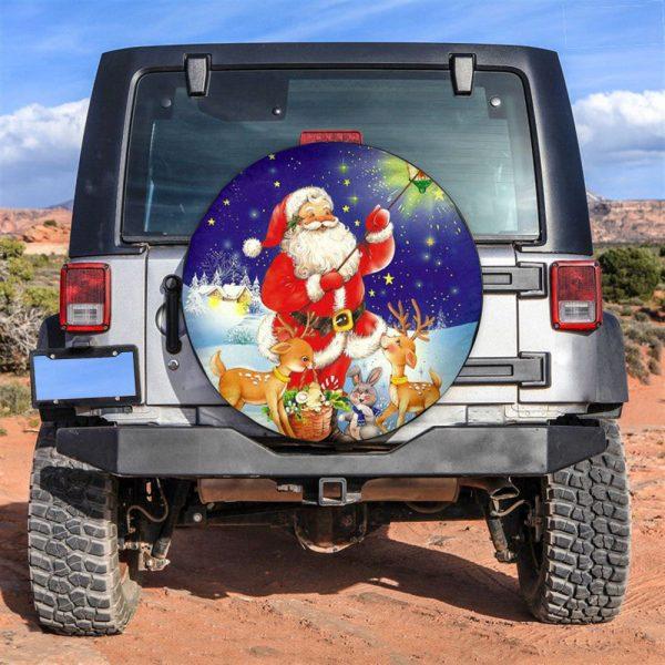 Christmas Tire Cover, Santa Claus And Deer Tire Cover, Spare Tire Cover, Tire Covers For Cars