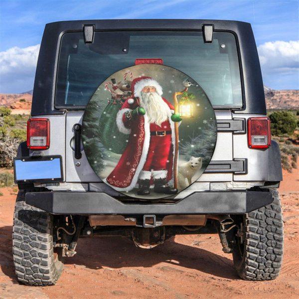 Christmas Tire Cover, Santa Claus And Dog Gifts Tire Cover, Spare Tire Cover, Tire Covers For Cars