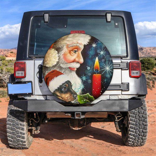 Christmas Tire Cover, Santa Claus And Dog Tire Cover, Spare Tire Cover, Tire Covers For Cars