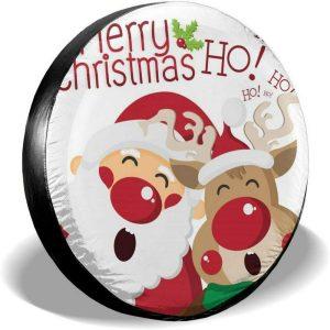Christmas Tire Cover, Santa Claus And Reindeer Ho Ho Ho Spare Tire Cover, Spare Tire Cover, Tire Covers For Cars