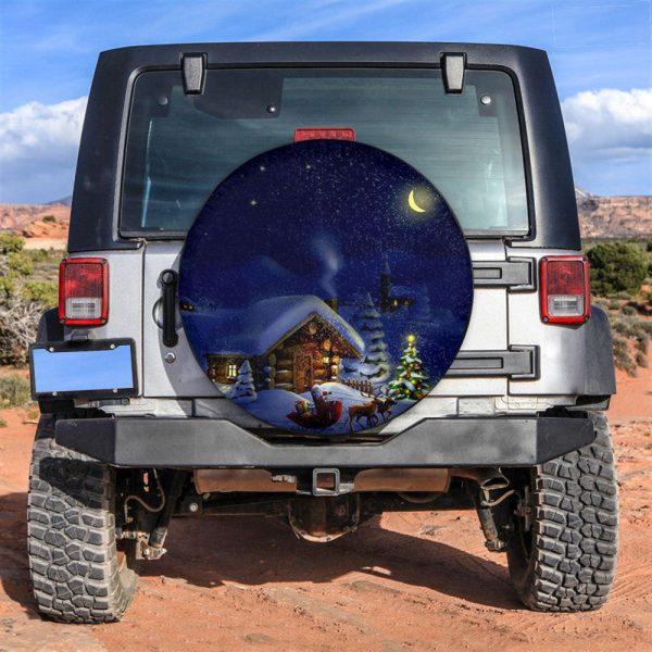 Christmas Tire Cover, Santa Claus And Reindeer In Town On Christmas Night Tire Cover, Spare Tire Cover, Tire Covers For Cars