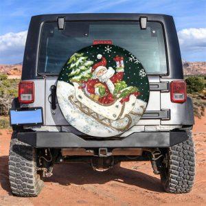 Christmas Tire Cover, Santa Claus And Snowmobile…