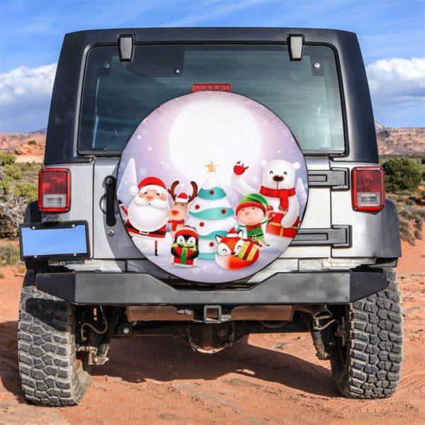 Christmas Tire Cover, Santa Claus Baby And Snowman Tire Cover, Spare Tire Cover, Tire Covers For Cars
