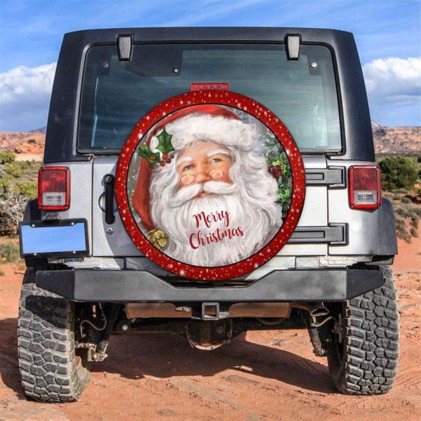 Christmas Tire Cover, Santa Claus Face Art Tire Cover, Spare Tire Cover, Tire Covers For Cars