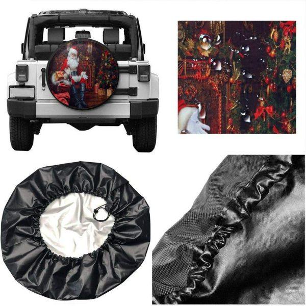 Christmas Tire Cover, Santa Claus Holding A Sack Of Gifts Spare Tire Cover, Spare Tire Cover, Tire Covers For Cars