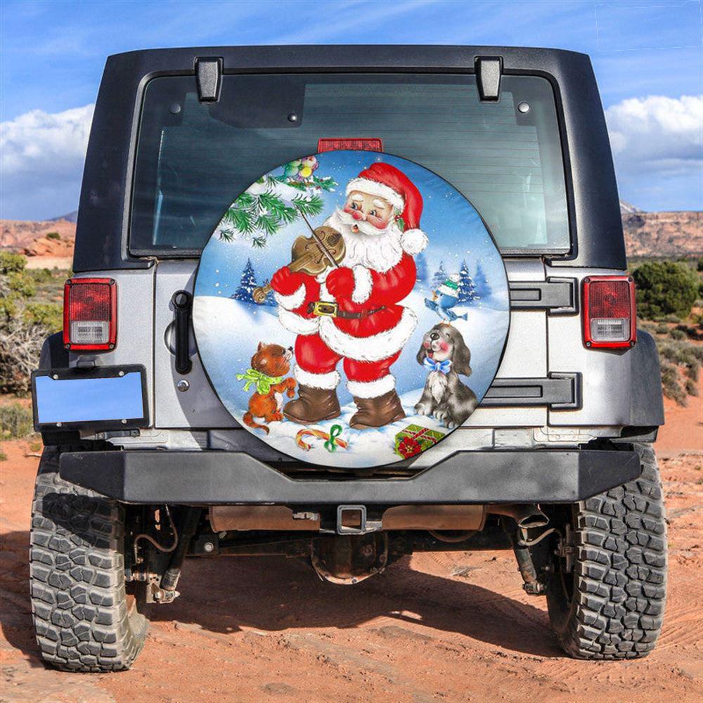 Christmas Tire Cover, Santa Claus Plays The Violin Tire Cover, Spare Tire Cover, Tire Covers For Cars Christmas Tire Cover, Santa Claus Plays The Violin Tire Cover, Spare Tire Cover, Tire Covers For Cars
