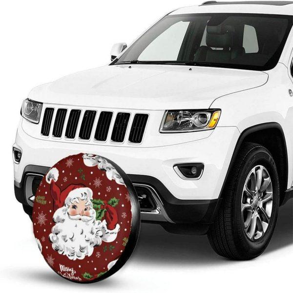Christmas Tire Cover, Santa Claus Wearing A Red Hat Spare Tire Cover, Spare Tire Cover, Tire Covers For Cars