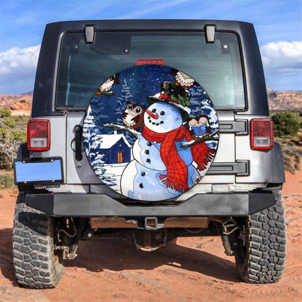Christmas Tire Cover, Snowman And Nine Owls Tire Cover, Spare Tire Cover, Tire Covers For Cars
