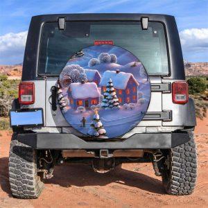 Christmas Tire Cover, Snowy Town At Christmas…